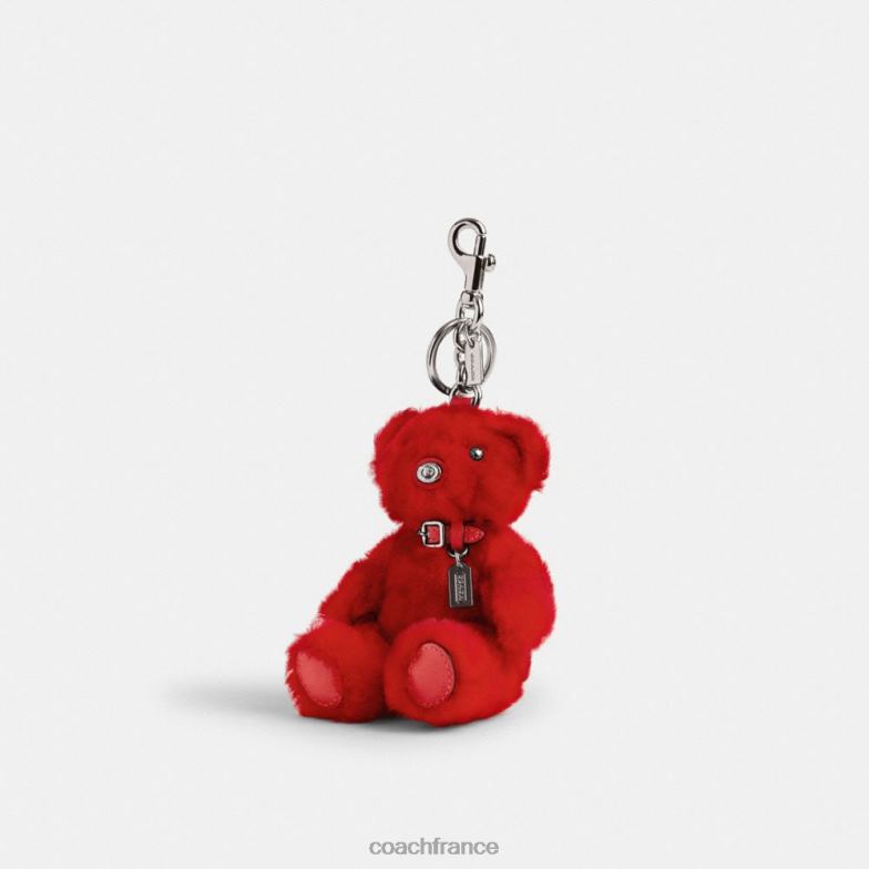 Coach femmes bijou de sac ours en peau lainée signature gauche/sport rouge multi HHR6J522