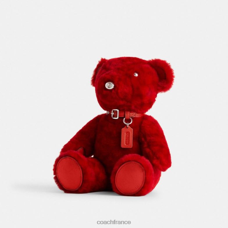 Coach femmes ours à collectionner en peau de mouton signature gauche/sport rouge multi HHR6J524