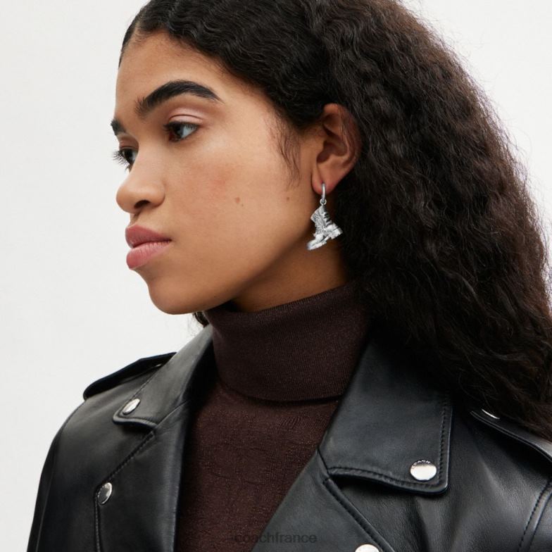 Coach femmes boucles d'oreilles dépareillées bottes et bonbons argent/noir HHR6J541