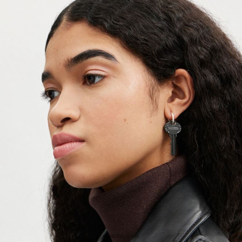 Coach femmes boucles d'oreilles dépareillées bottes et bonbons argent/noir HHR6J541