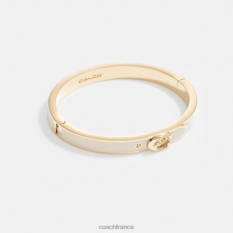 Coach femmes bracelet jonc signature à fine boucle or/craie HHR6J540