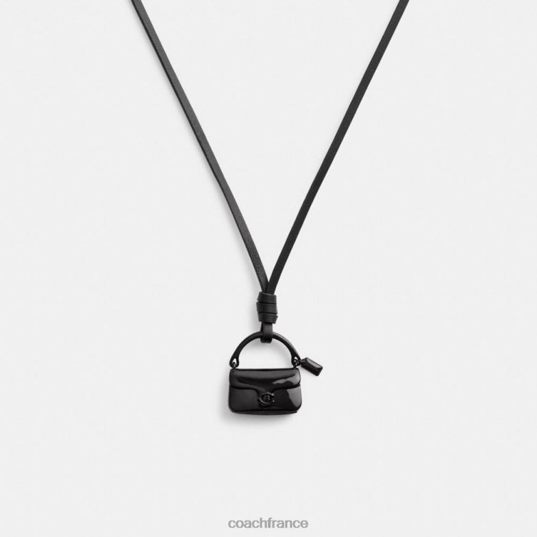 Coach femmes collier en cuir pour sac à main noir HHR6J536