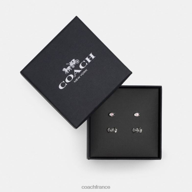 Coach femmes ensemble de boucles d'oreilles clous bonbons et nœud hématite multi HHR6J538