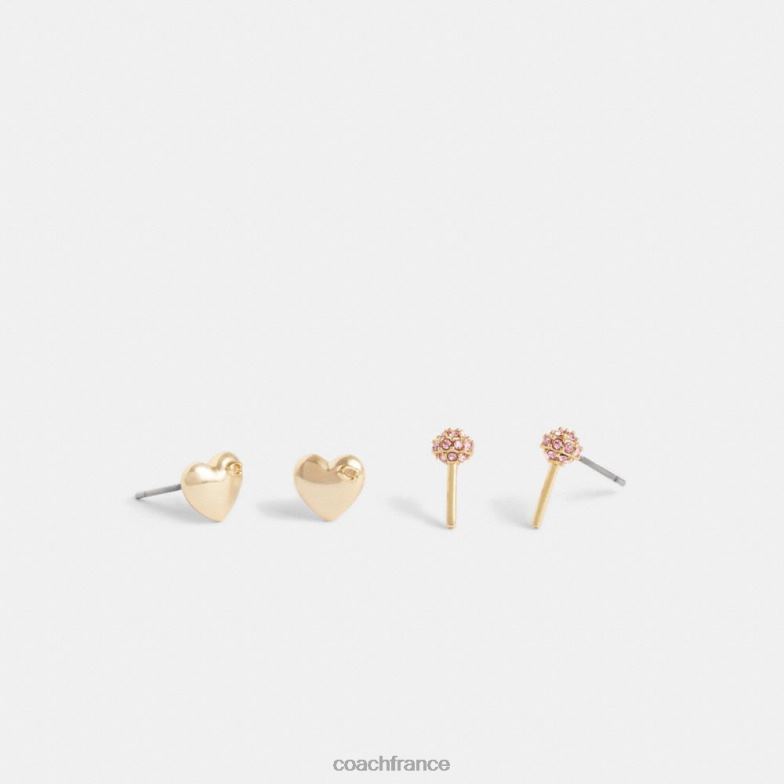 Coach femmes ensemble de boucles d'oreilles clous cœur et sucette or/multicolore HHR6J539