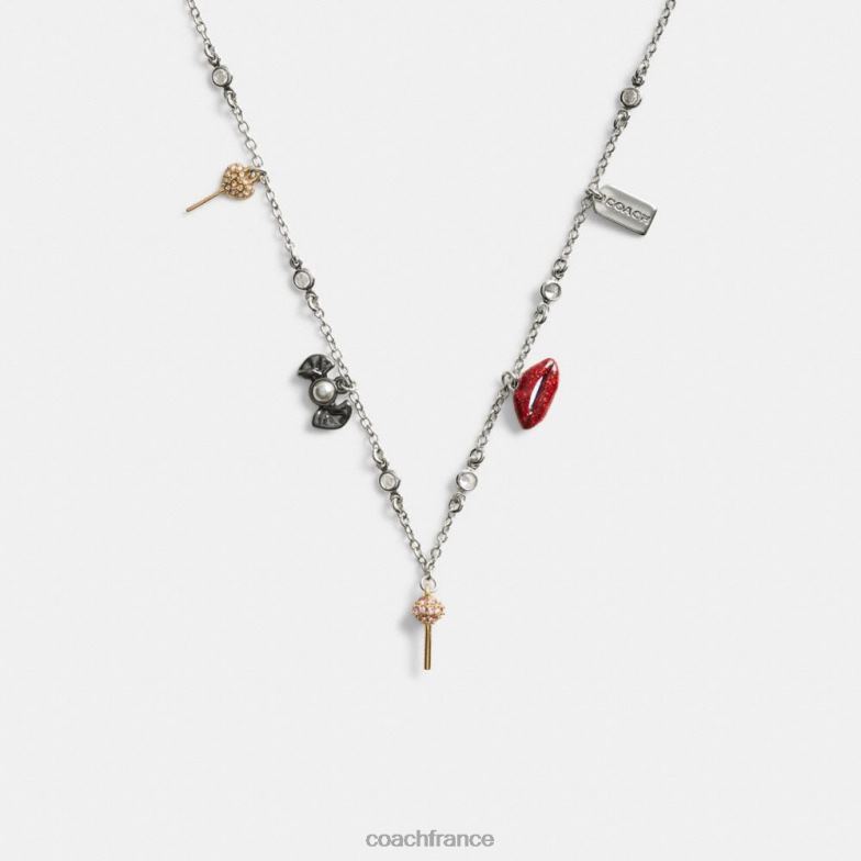 Coach femmes mini collier à breloques bonbons argent/multicolore HHR6J534