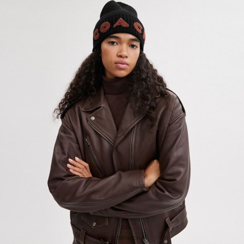 Coach femmes bonnet en boîte noir HHR6J561