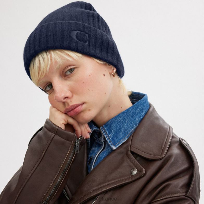 Coach femmes bonnet en cachemire marine HHR6J567