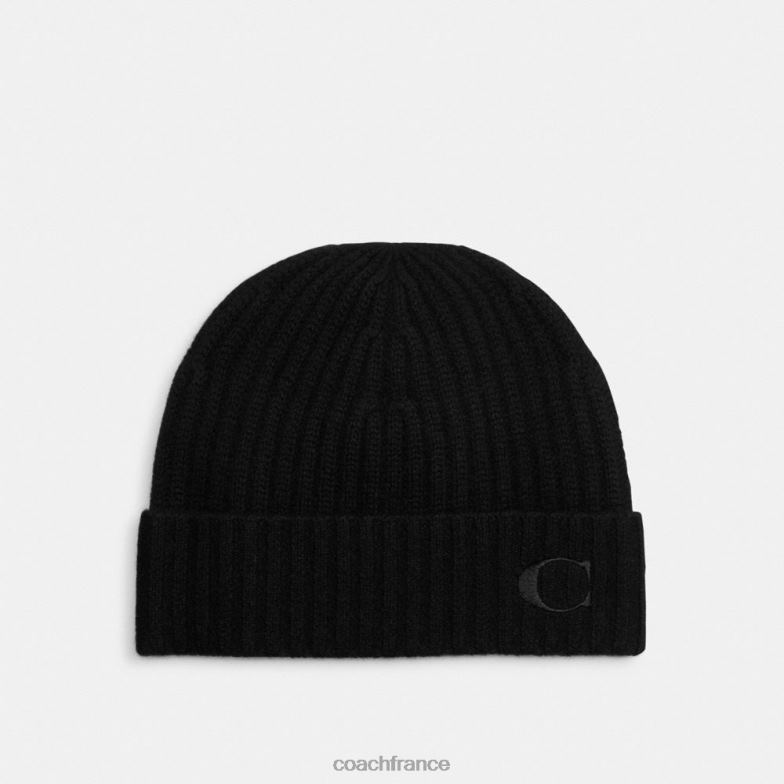 Coach femmes bonnet en cachemire noir HHR6J565