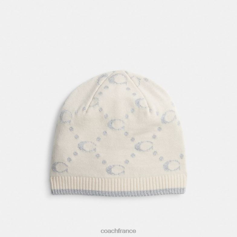 Coach femmes bonnet en maille métallisée emblématique craie HHR6J564