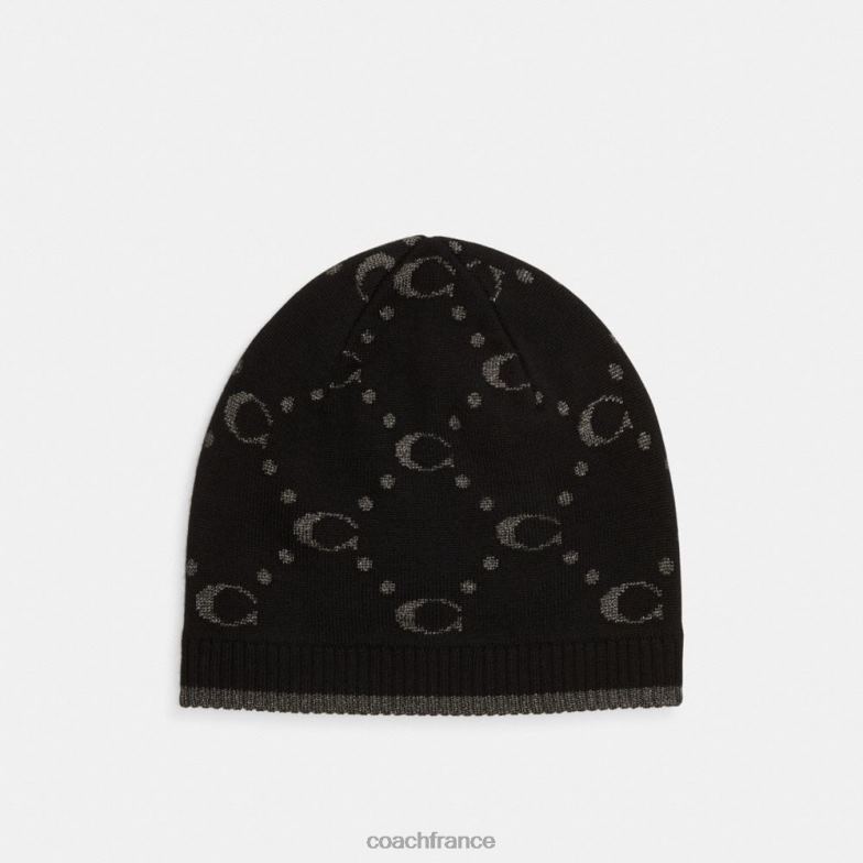 Coach femmes bonnet en maille métallisée emblématique noir HHR6J563
