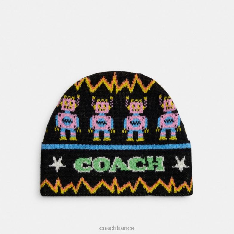 Coach femmes bonnet à imprimé cosmique noir multicolore HHR6J548