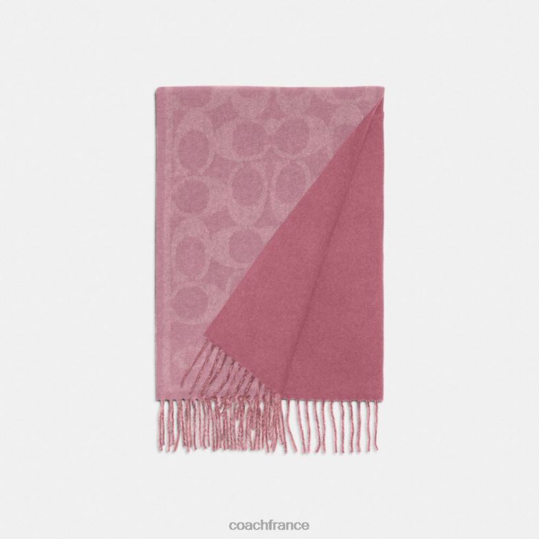 Coach femmes cache-nez réversible en cachemire signature vrai rose HHR6J552