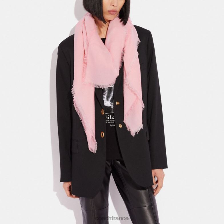 Coach femmes écharpe carrée oversize à imprimé cheval et calèche fleur rose HHR6J610