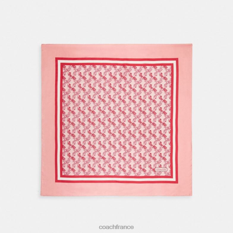Coach femmes foulard carré en soie à imprimé chevaux et calèches gomme à mâcher HHR6J592