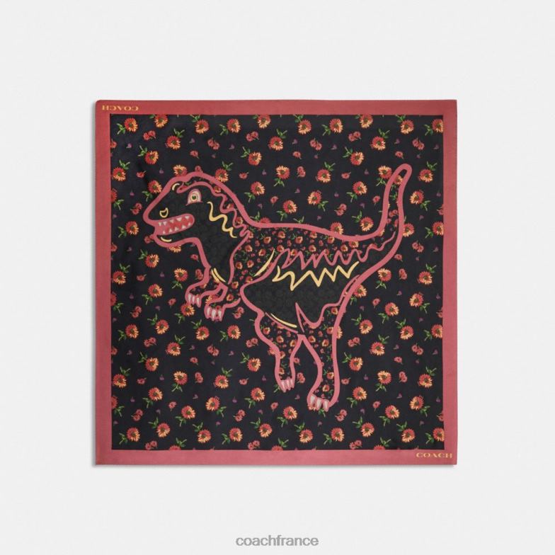 Coach femmes foulard carré en soie rexy à imprimé floral grunge multi HHR6J596