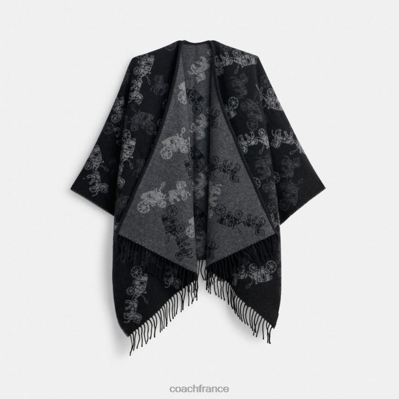 Coach femmes poncho réversible pour chevaux et calèches noir HHR6J556