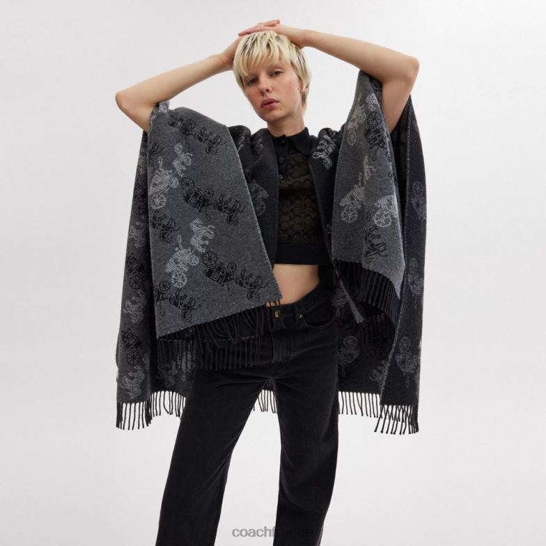 Coach femmes poncho réversible pour chevaux et calèches noir HHR6J556