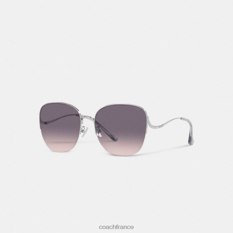 Coach femmes lunettes de soleil arrondies en métal dégradé gris rose HHR6J530