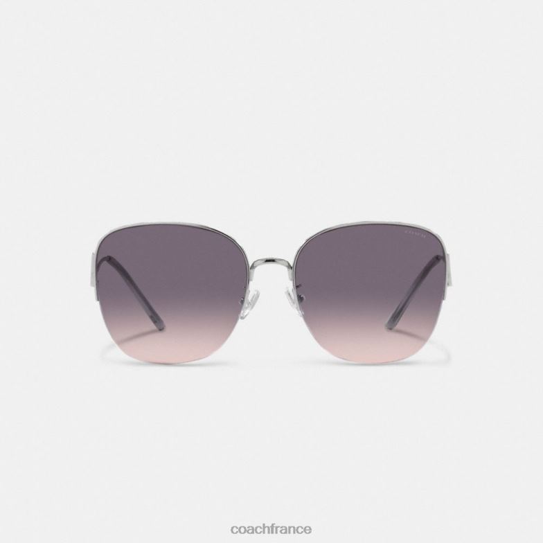 Coach femmes lunettes de soleil arrondies en métal dégradé gris rose HHR6J530