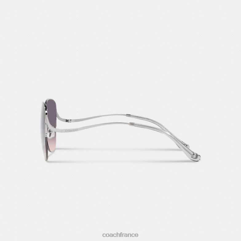 Coach femmes lunettes de soleil arrondies en métal dégradé gris rose HHR6J530