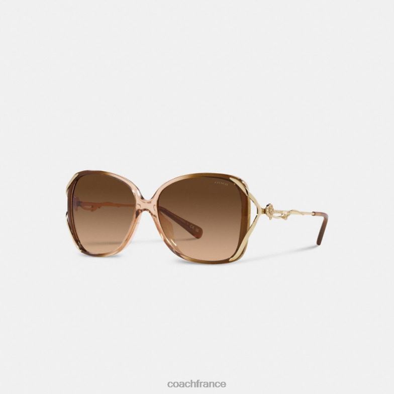 Coach femmes lunettes de soleil carrées ouvertes oversize rose thé dégradé marron HHR6J529