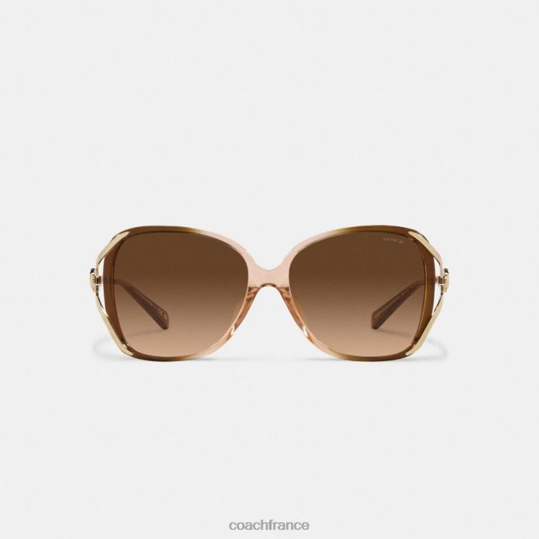Coach femmes lunettes de soleil carrées ouvertes oversize rose thé dégradé marron HHR6J529