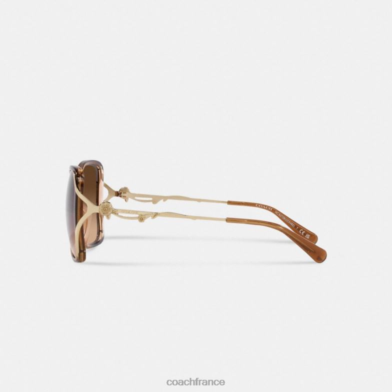 Coach femmes lunettes de soleil carrées ouvertes oversize rose thé dégradé marron HHR6J529