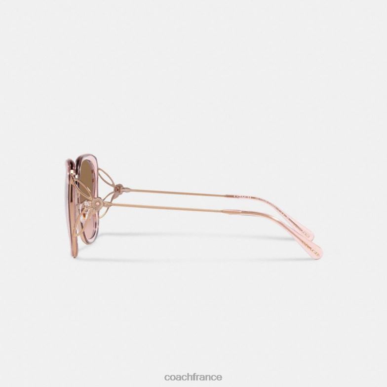 Coach femmes lunettes de soleil carrées papillon oversize rose thé rose cristal HHR6J531