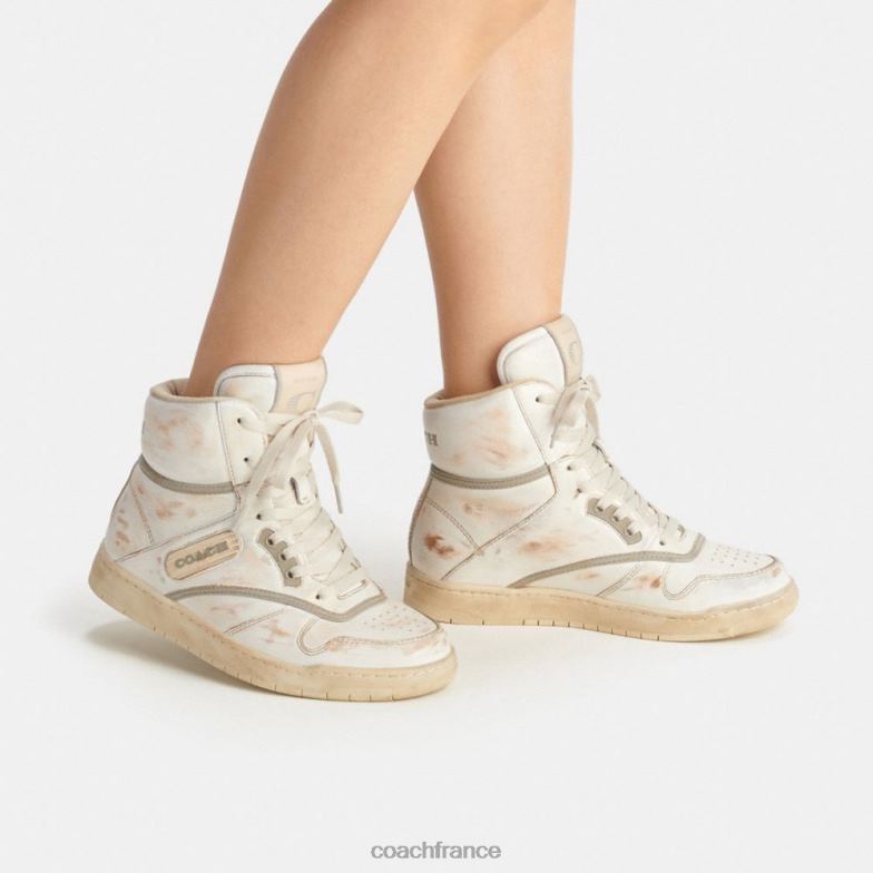 Coach femmes sneaker montante blanc/gris tourterelle HHR6J408