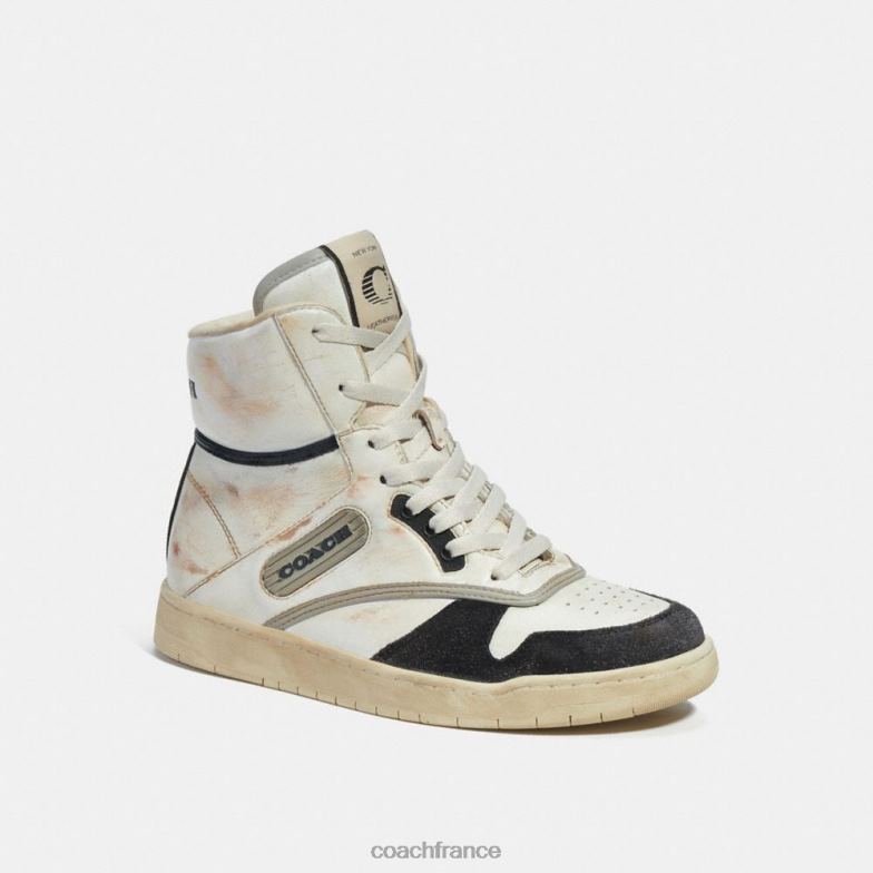 Coach femmes sneaker montante blanc noir HHR6J407