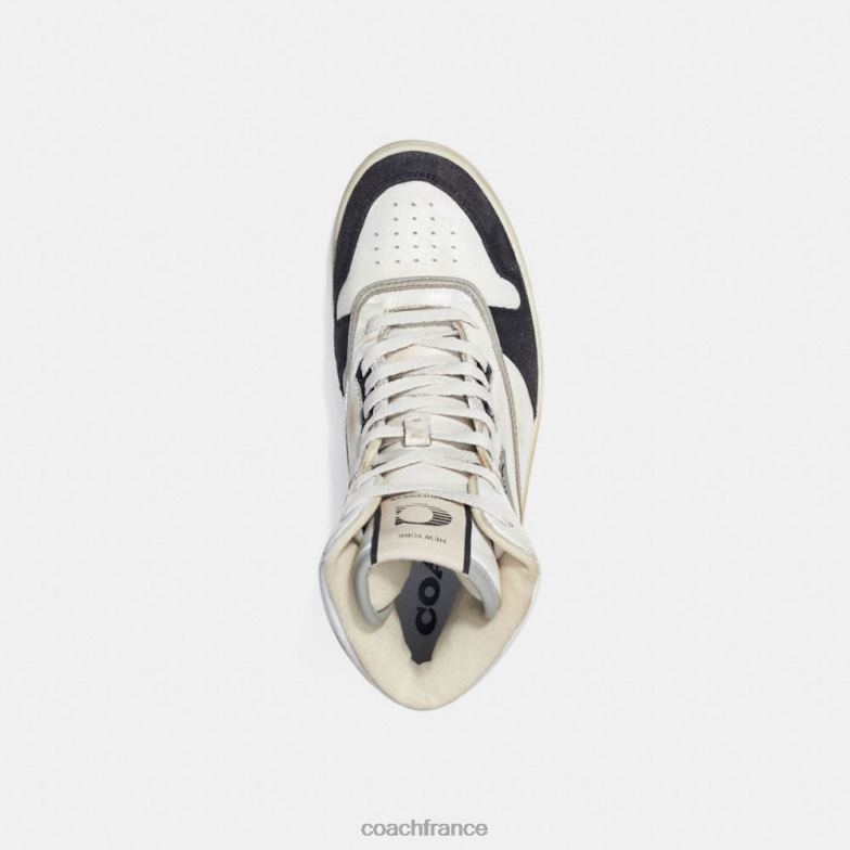 Coach femmes sneaker montante blanc noir HHR6J407