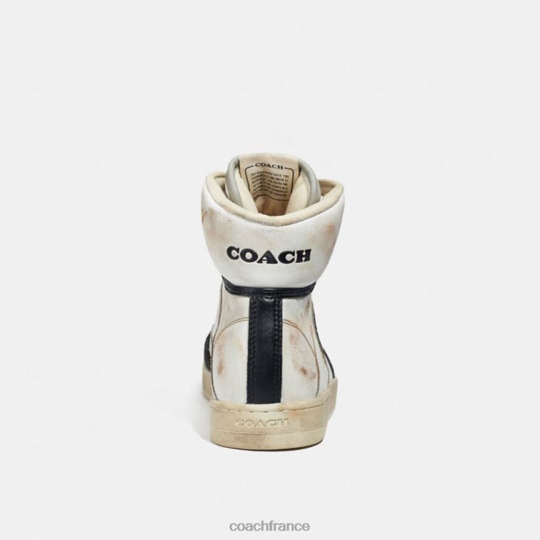 Coach femmes sneaker montante blanc noir HHR6J407