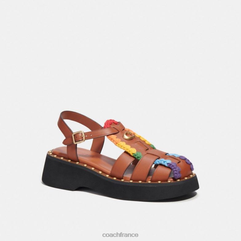 Coach femmes sandale vivienne avec crochet arc-en-ciel ambre bruni/arc-en-ciel HHR6J420