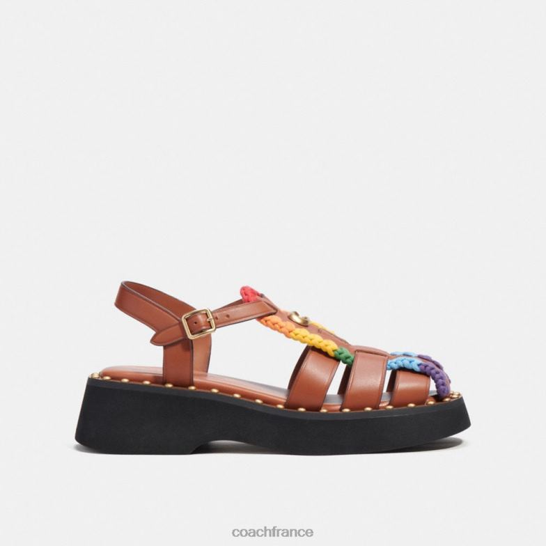 Coach femmes sandale vivienne avec crochet arc-en-ciel ambre bruni/arc-en-ciel HHR6J420