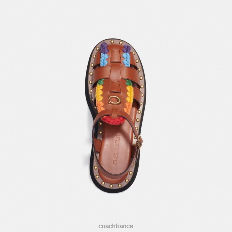 Coach femmes sandale vivienne avec crochet arc-en-ciel ambre bruni/arc-en-ciel HHR6J420