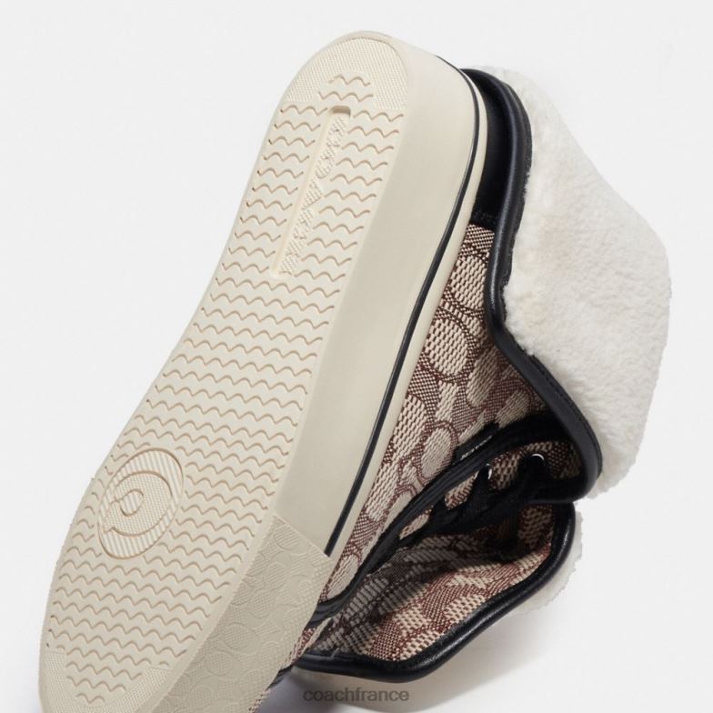Coach femmes Baskets montantes à plateforme rabattable Citysole en jacquard emblématique cacao/noir HHR6J429