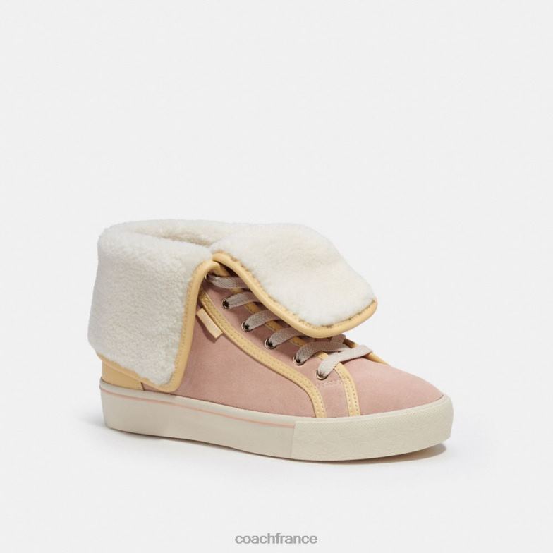 Coach femmes baskets montantes à plateforme rabattable citysole crème vanille/blush pâle HHR6J428
