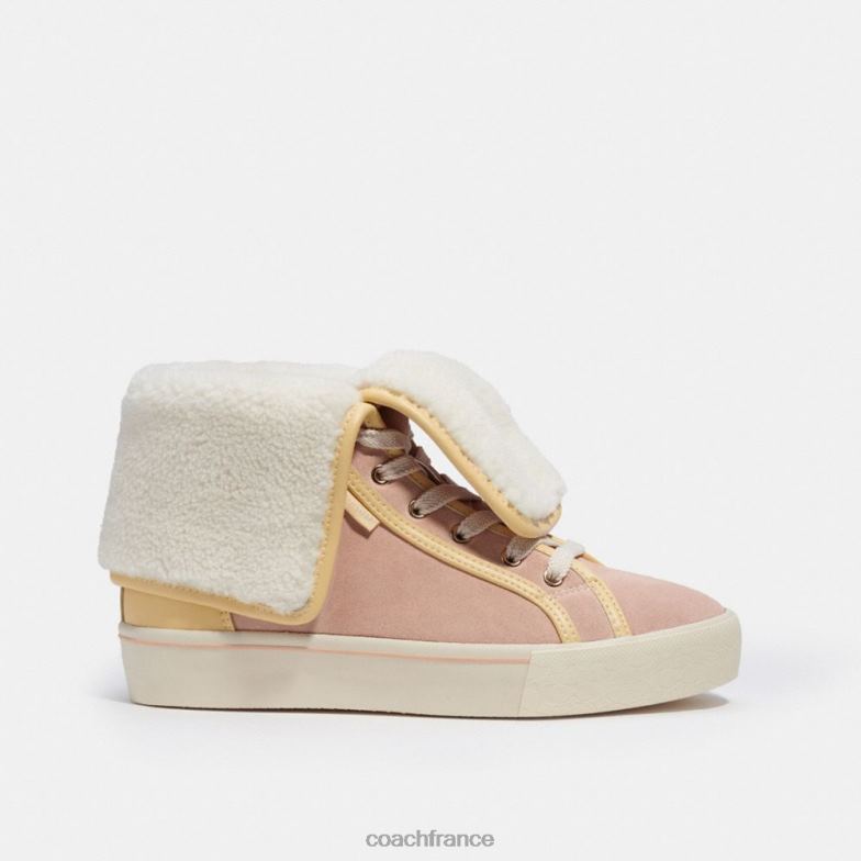 Coach femmes baskets montantes à plateforme rabattable citysole crème vanille/blush pâle HHR6J428