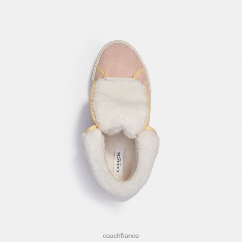 Coach femmes baskets montantes à plateforme rabattable citysole crème vanille/blush pâle HHR6J428
