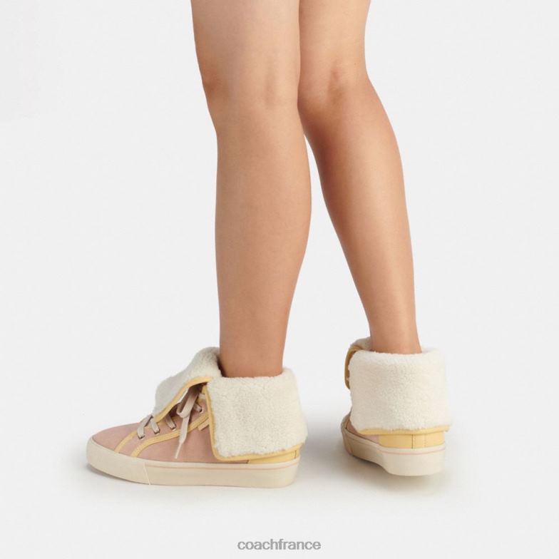 Coach femmes baskets montantes à plateforme rabattable citysole crème vanille/blush pâle HHR6J428