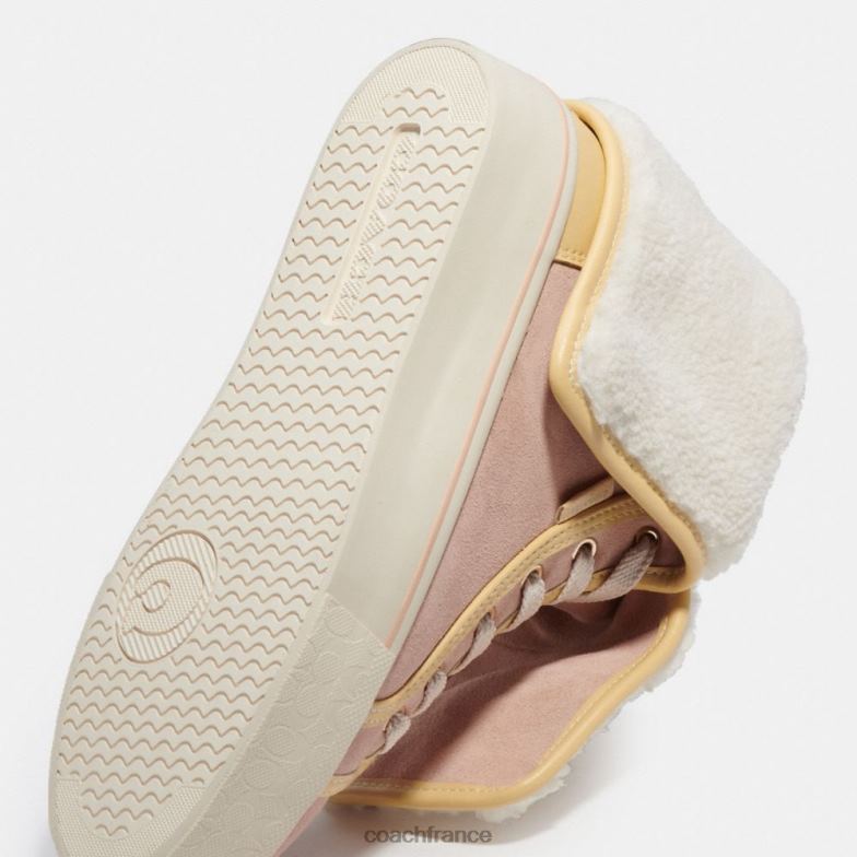 Coach femmes baskets montantes à plateforme rabattable citysole crème vanille/blush pâle HHR6J428