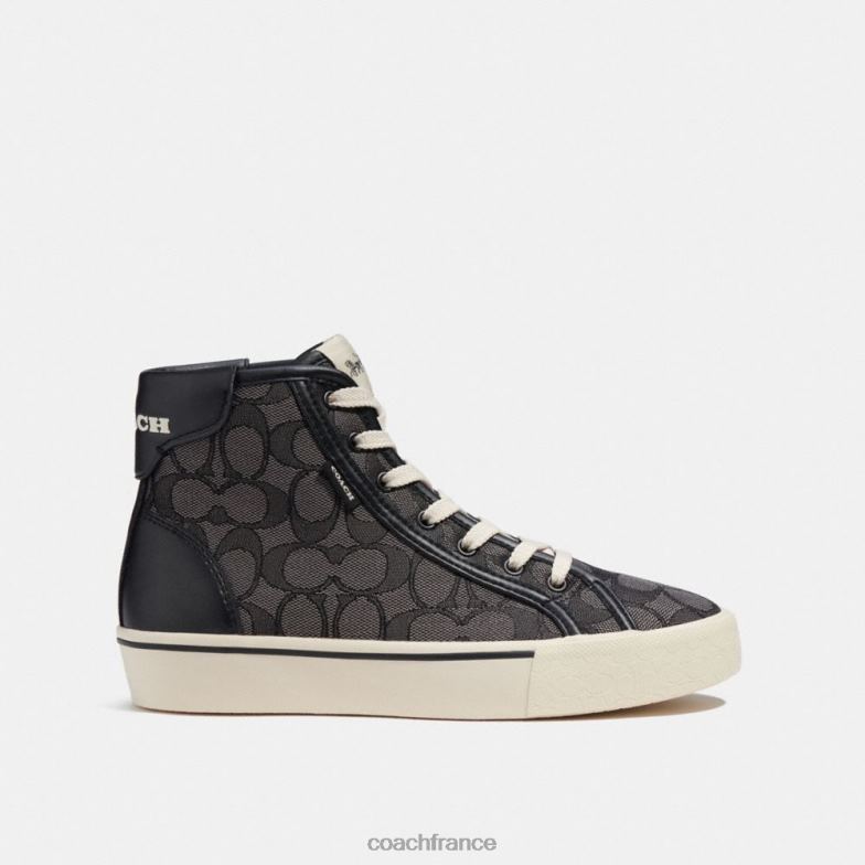 Coach femmes sneaker montante à plateforme citysole en jacquard emblématique charbon fumé/noir HHR6J430