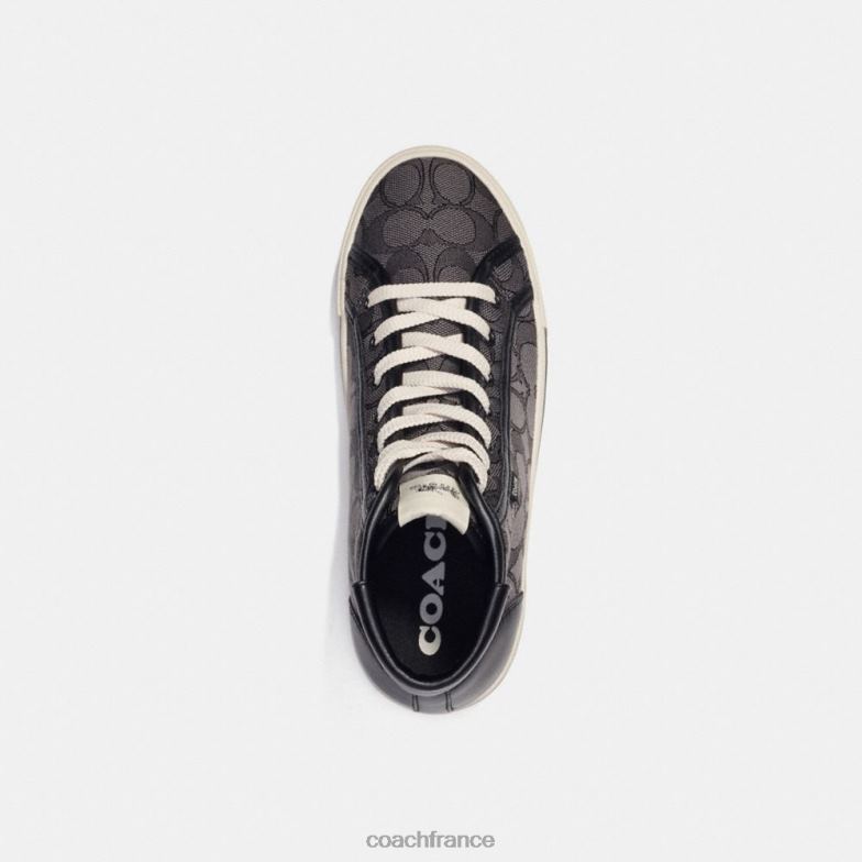 Coach femmes sneaker montante à plateforme citysole en jacquard emblématique charbon fumé/noir HHR6J430