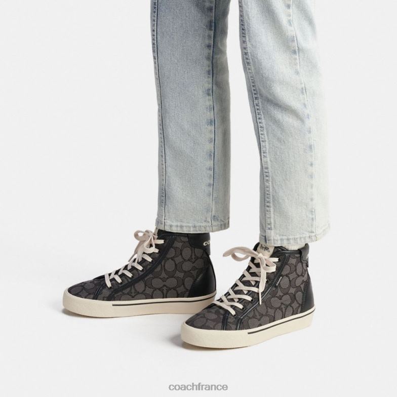 Coach femmes sneaker montante à plateforme citysole en jacquard emblématique charbon fumé/noir HHR6J430
