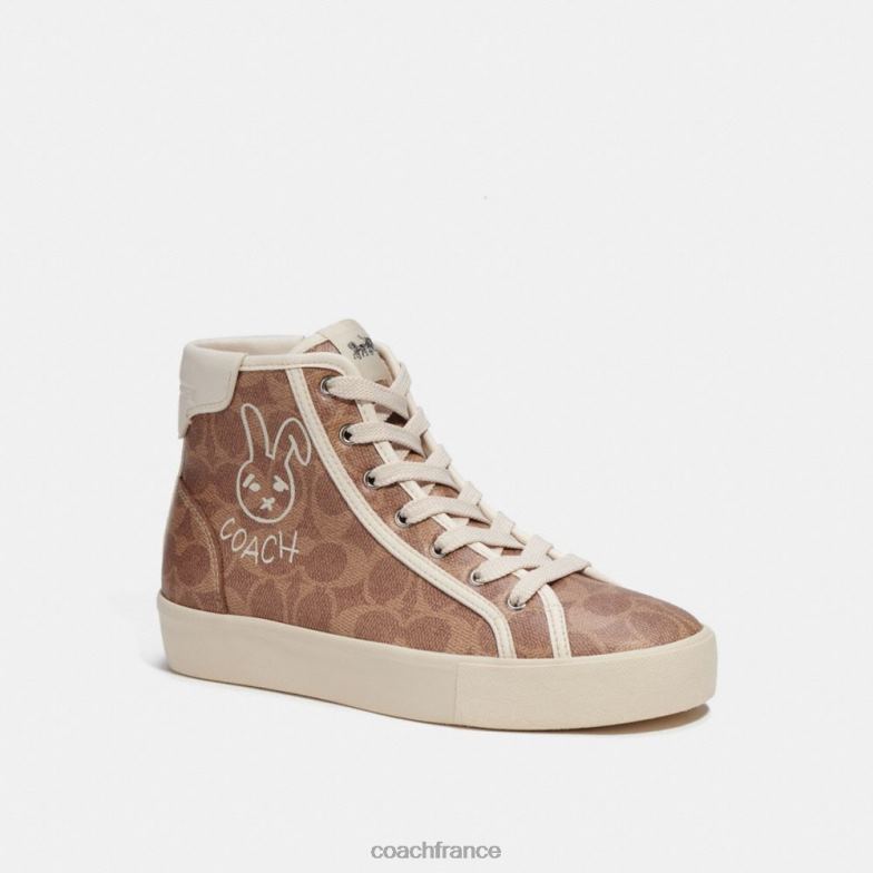Coach femmes sneaker à plateforme montante Citysole du nouvel an lunaire en toile exclusive avec lapin bronzer HHR6J427