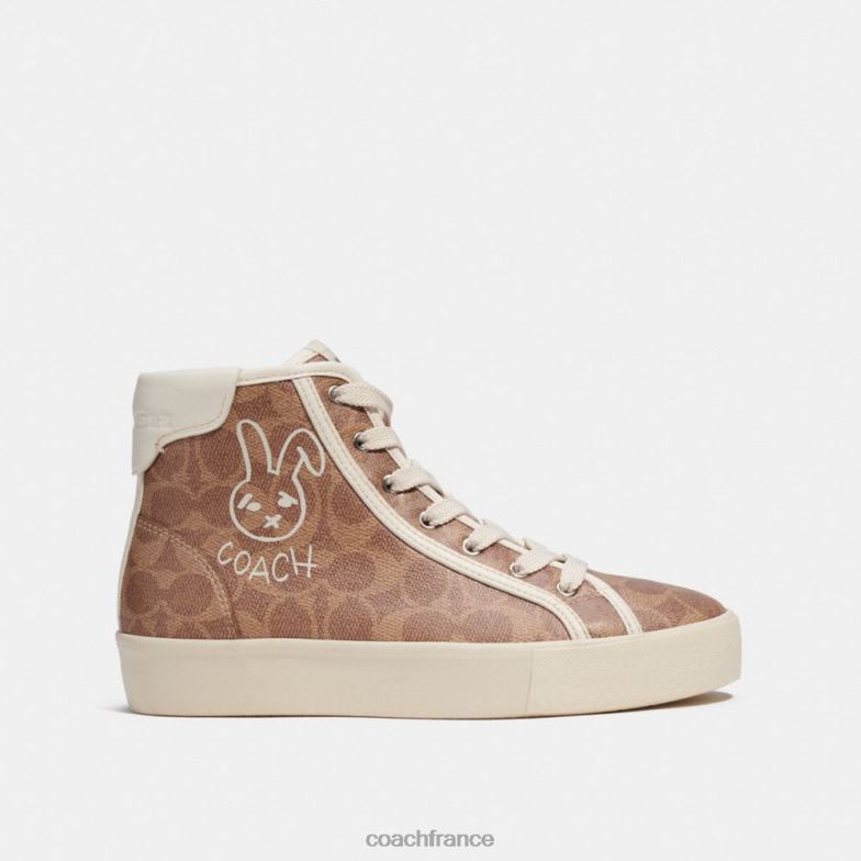 Coach femmes sneaker à plateforme montante Citysole du nouvel an lunaire en toile exclusive avec lapin bronzer HHR6J427