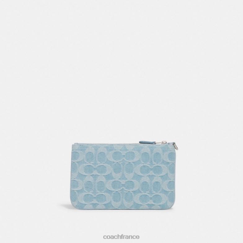 Coach femmes petite dragonne en denim signature gauche/bleu pâle HHR6J364