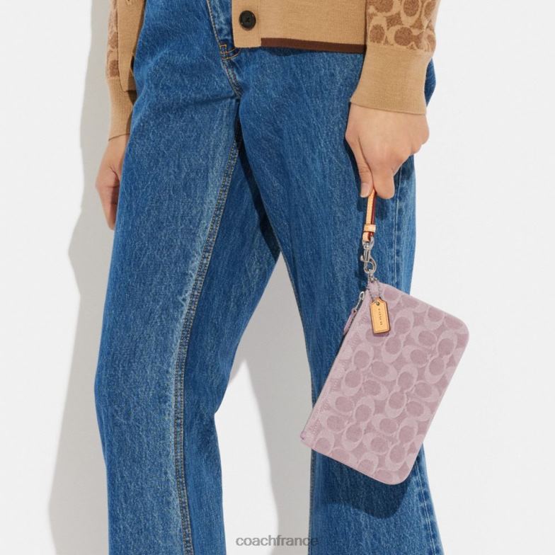 Coach femmes petite dragonne en denim signature gauche/violet pâle HHR6J365