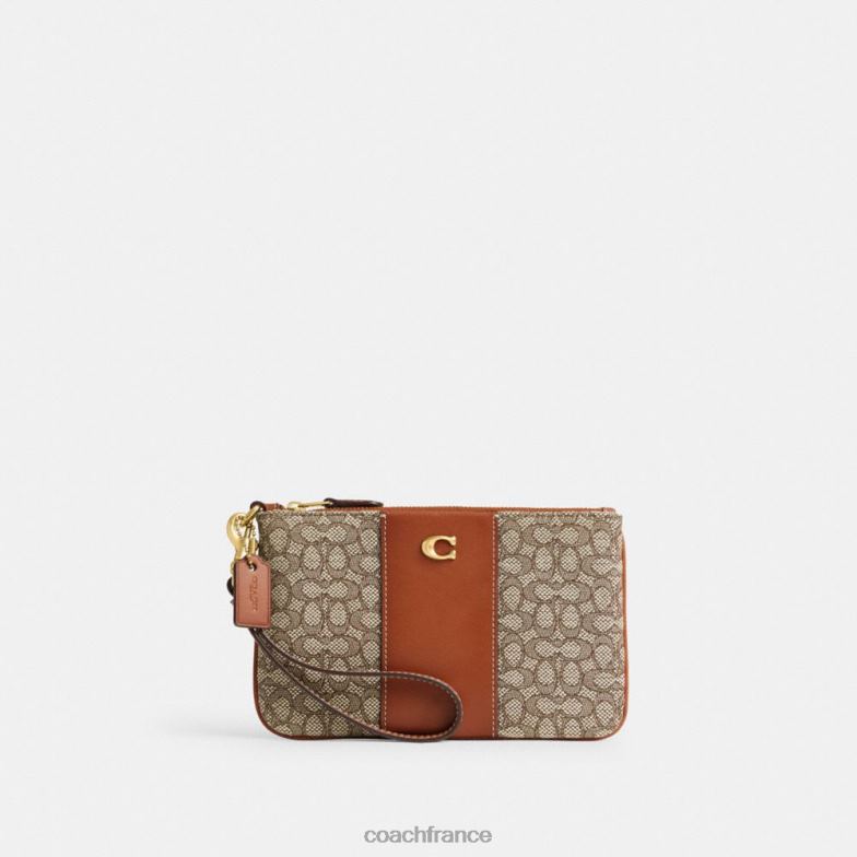 Coach femmes petite dragonne en jacquard micro signature b4/cacao bruni amb HHR6J362
