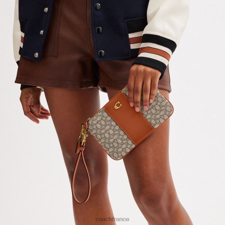 Coach femmes petite dragonne en jacquard micro signature b4/cacao bruni amb HHR6J362